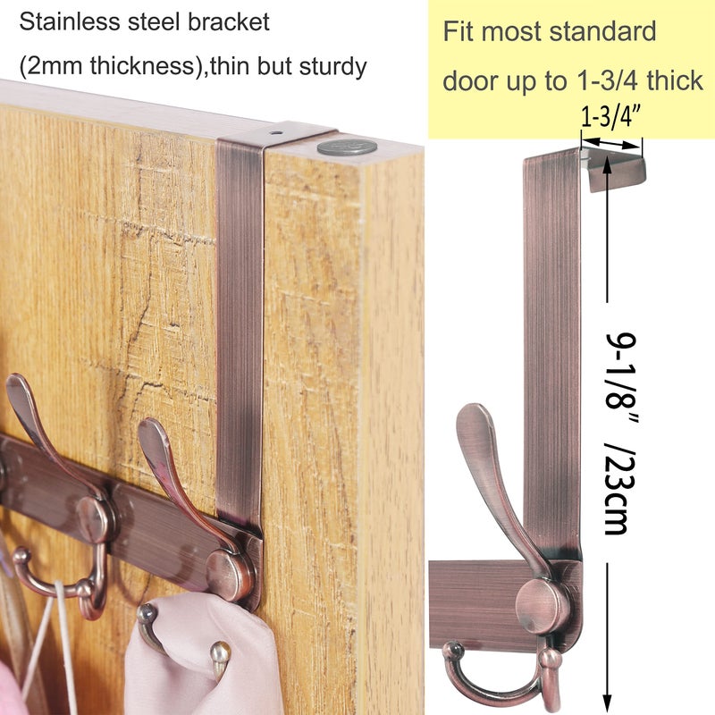 WEBI Over The Door Hook Rack with 5 Tri Hooks for Hanging Coats,Door Hanger Over Door Towel Rack Door Coat Towel Hanger Door Coat Rack,Antique Copper - Image 5